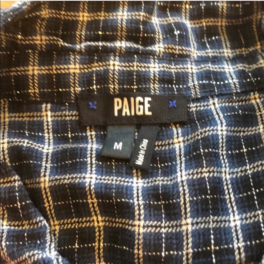 PAIGE plaid metallic threads lightweight blouse cotton/poly blend - Picture 4 of 5